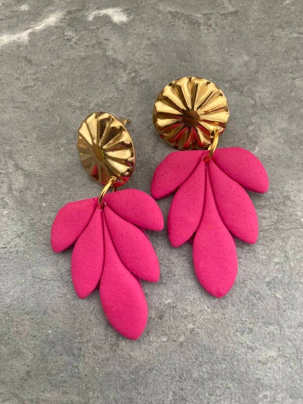 Oorbellen flower pink