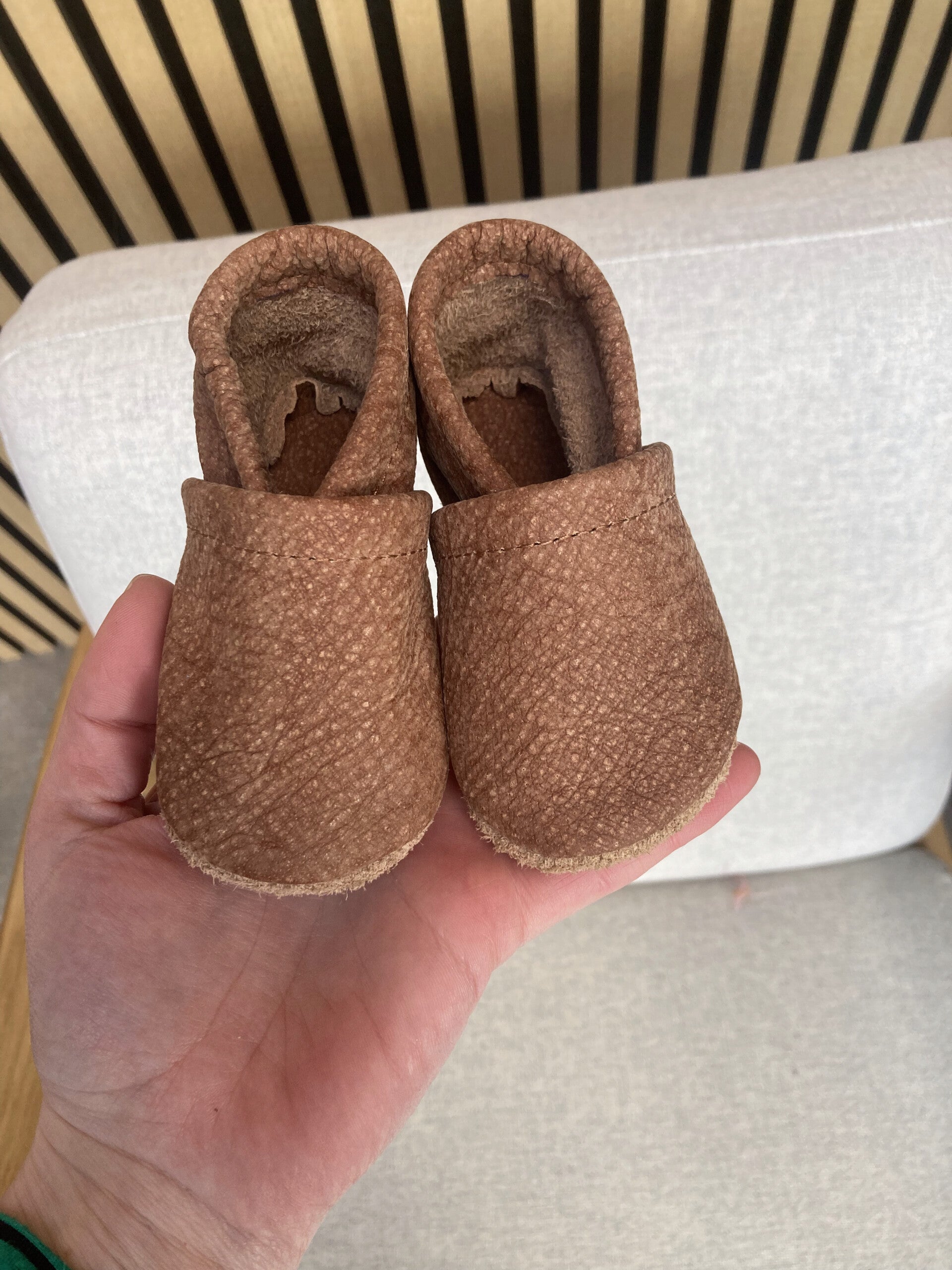 Leren slofjes bruin/wash