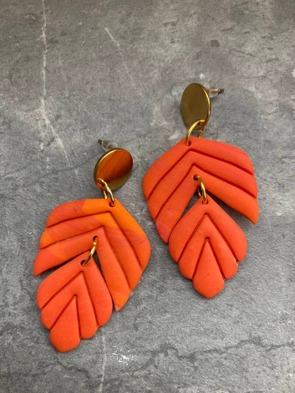 Oorbellen oranje / goud