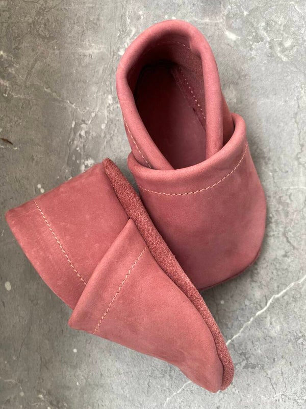 Leren slofjes mauve
