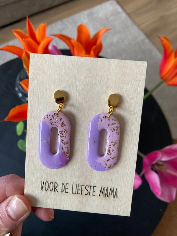 Houten wenskaartje excl. oorbellen