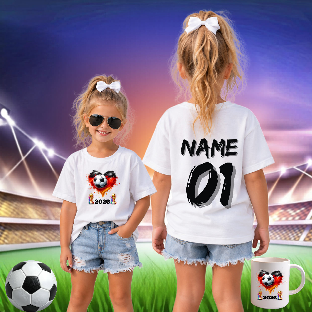 Personalisierbares Kinder Fußball T-Shirt – WM/EM Fanlook 2026 ⚽🔥