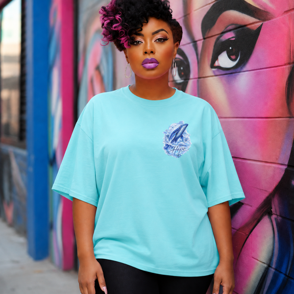 Oversize T-Shirt Berly Blue- „Hope“  Ocean Breeze Edition