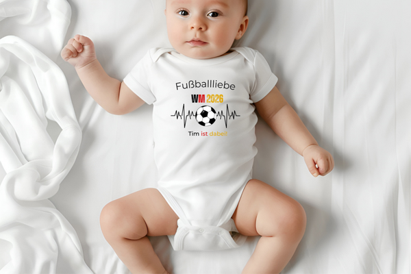 Baby Body „Fußballliebe WM 2026 – ( Name ) ist dabei!“