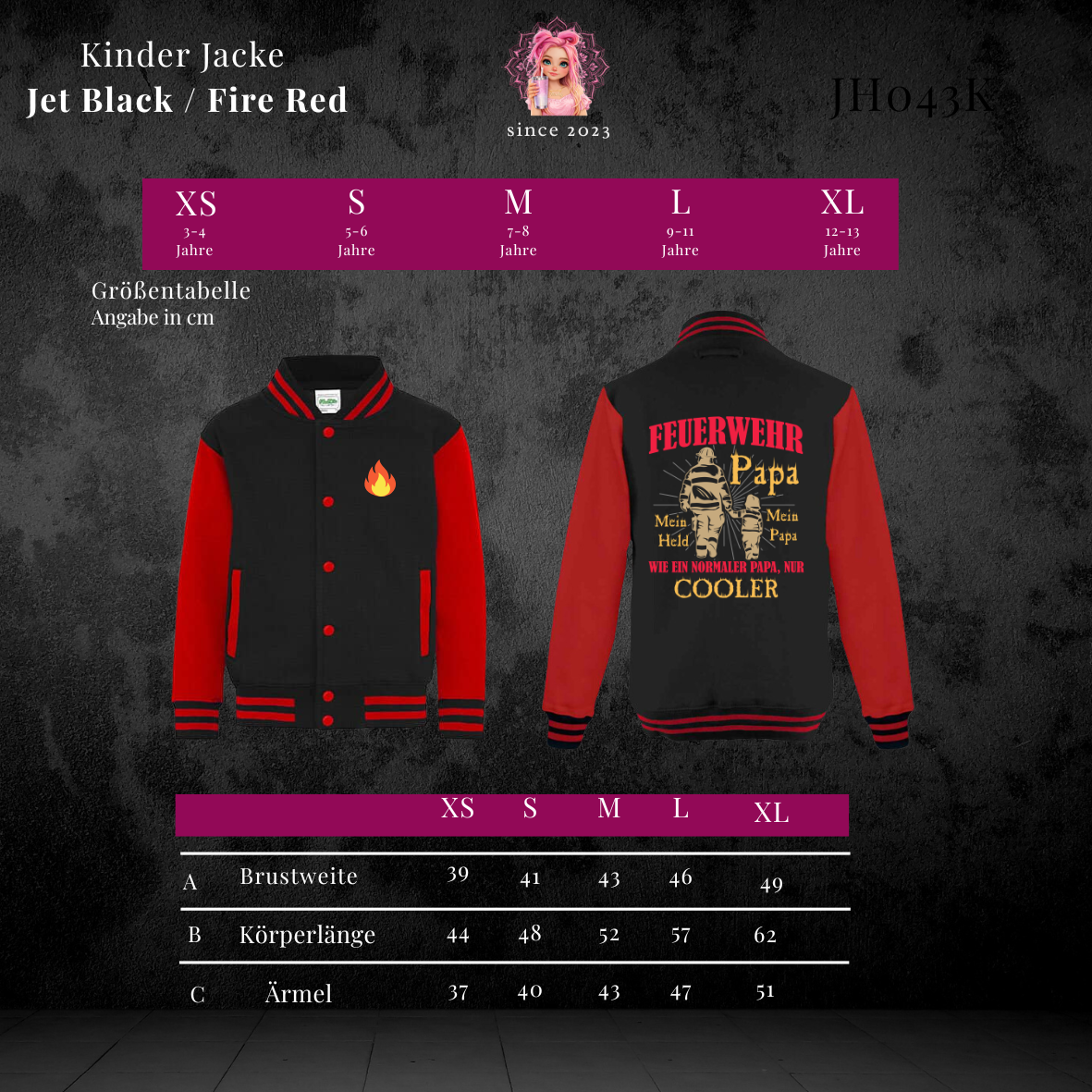 Kinder Collegejacke „Feuerwehrmann  Edition“ – Sportlich, cool & absolut im Trend