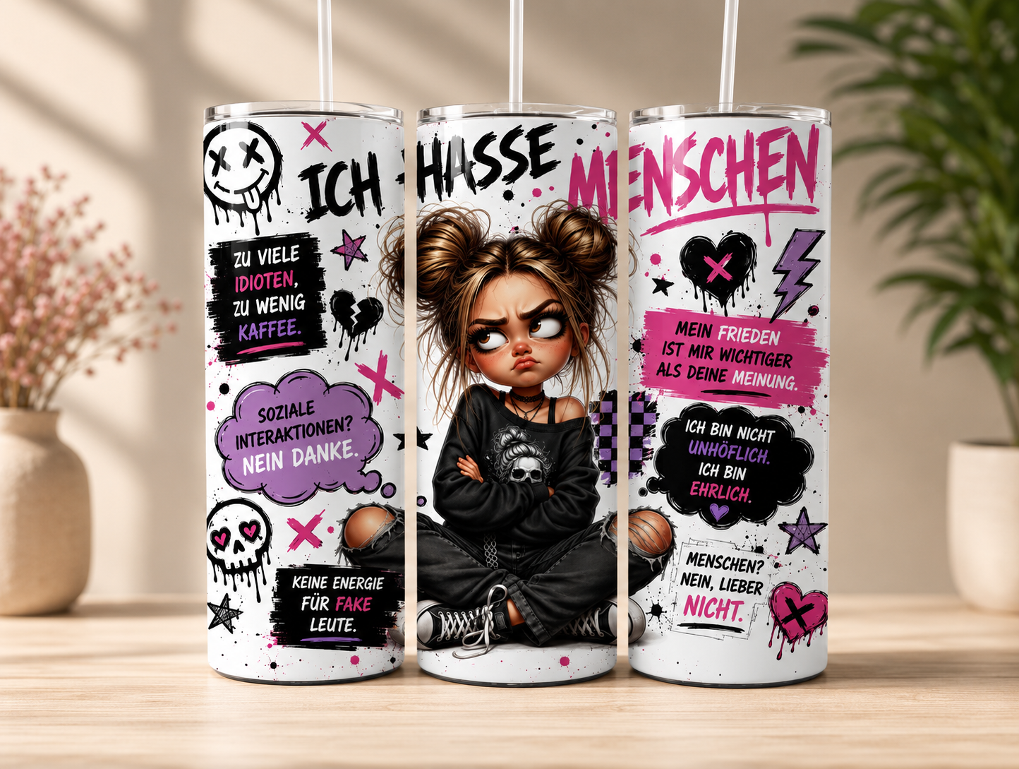 Thermobecher 590 ml - Freches Anti Menschen-Ich hasse Menschen