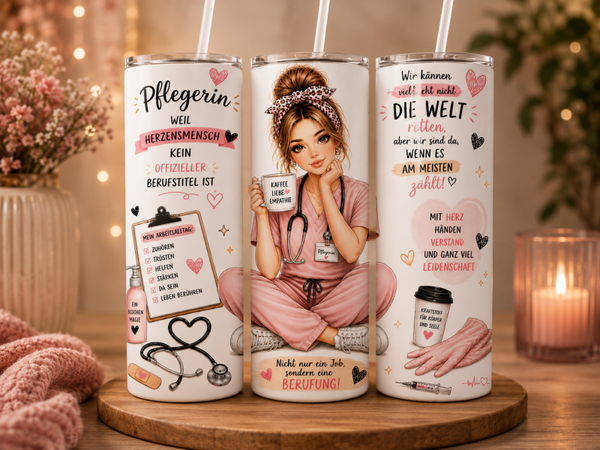 Thermobecher 590 ml - Pflegerin weil Herzensmensch kein offizieller Berufstitel ist –