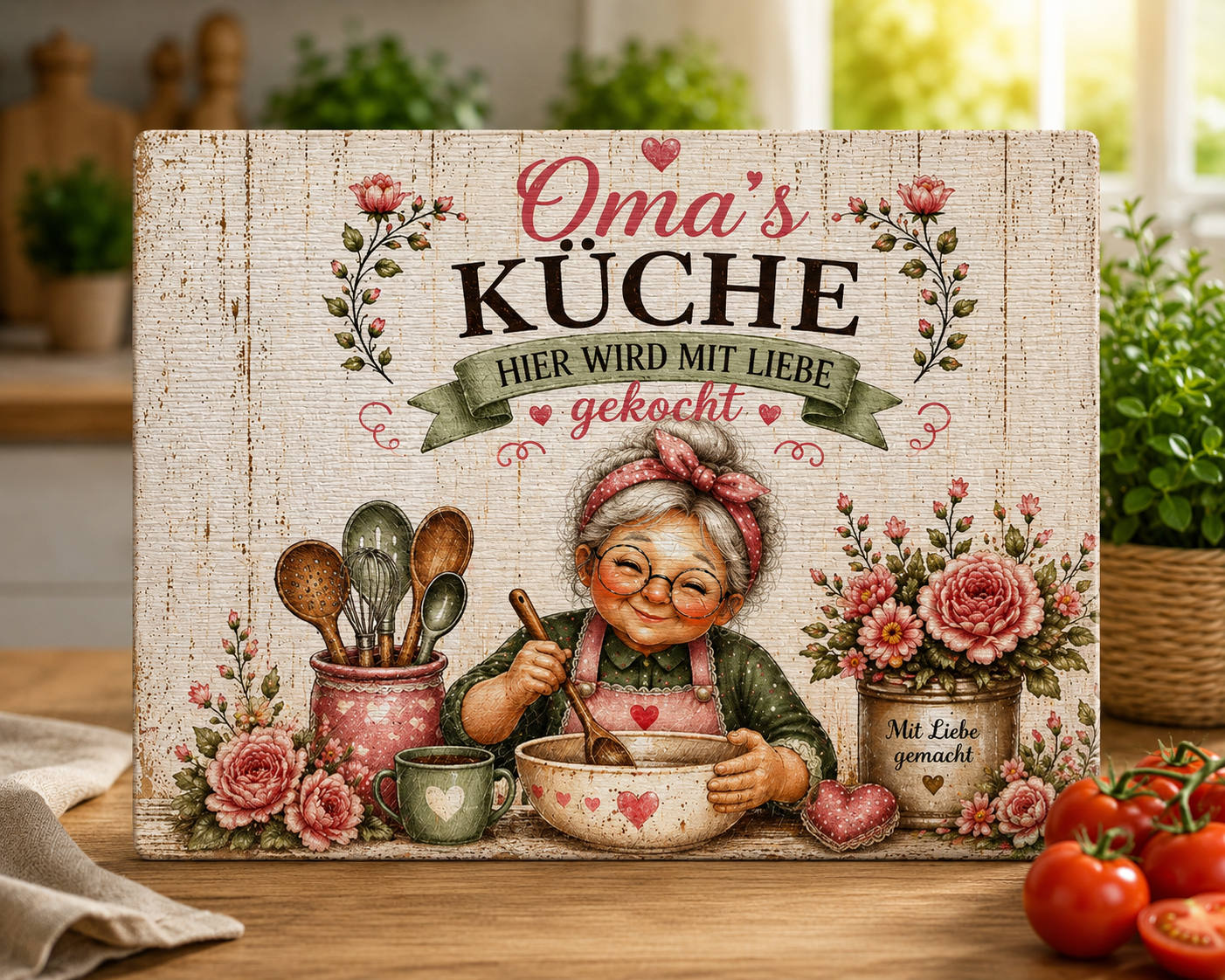 Schneidebrett -  Oma’s Küche – Hier wird mit Liebe gekocht