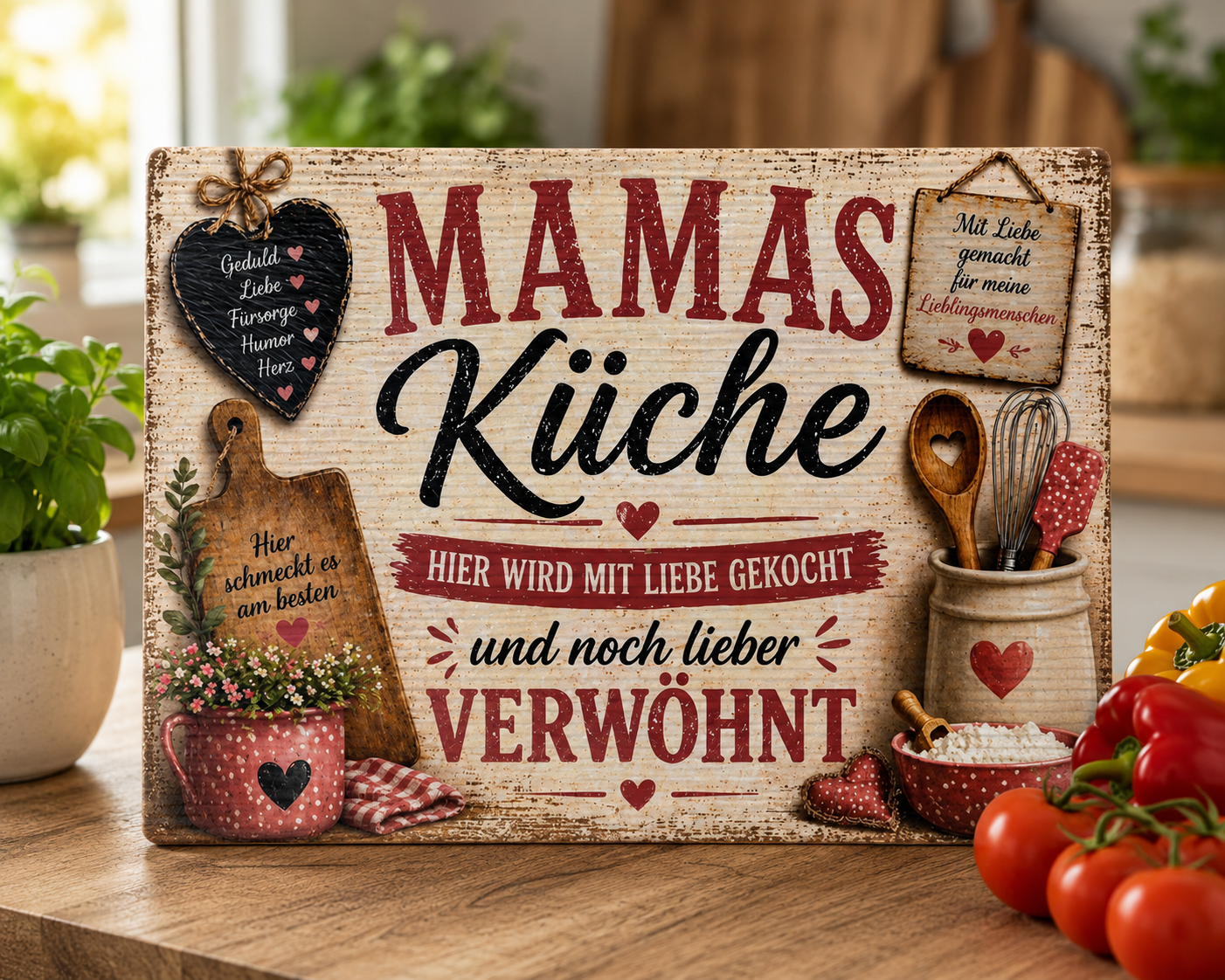 Schneidebrett -   Mamas Küche – Hier wird mit Liebe gekocht und noch lieber verwöhnt