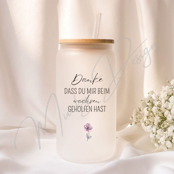 Eiskaffeeglass | Erzieherin | Danke das du beim wachsen geholfen hast | Milchglas | Geschenk | Personalisiert
