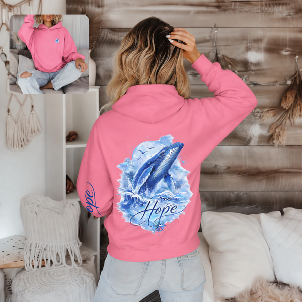 „Hope“ Whal Hoodie  Bubblegum Pink – Ruhe, Freiheit & Stärke )