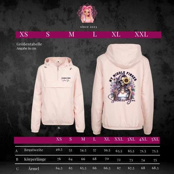 Windbreaker Hoodie Light Pink - My Middle Finger