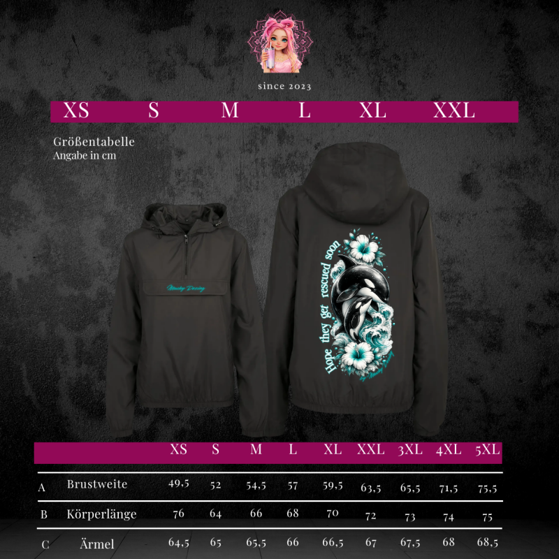 Windbreaker Hoodie Black - Save the Orca