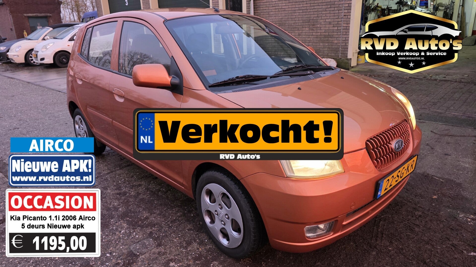 (Niet meer te koop!) Kia Picanto 1.1i  2006 Airco 5 deurs apk 04-2026