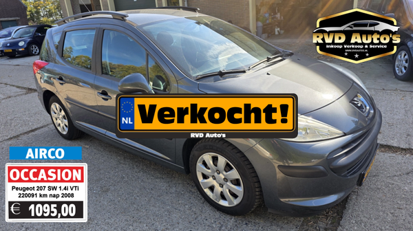(Niet meer te koop!) Peugeot 207 SW 1.4i VTi 220091 km nap 2008 Apk 04-26 Airco Nooit in gerookt!