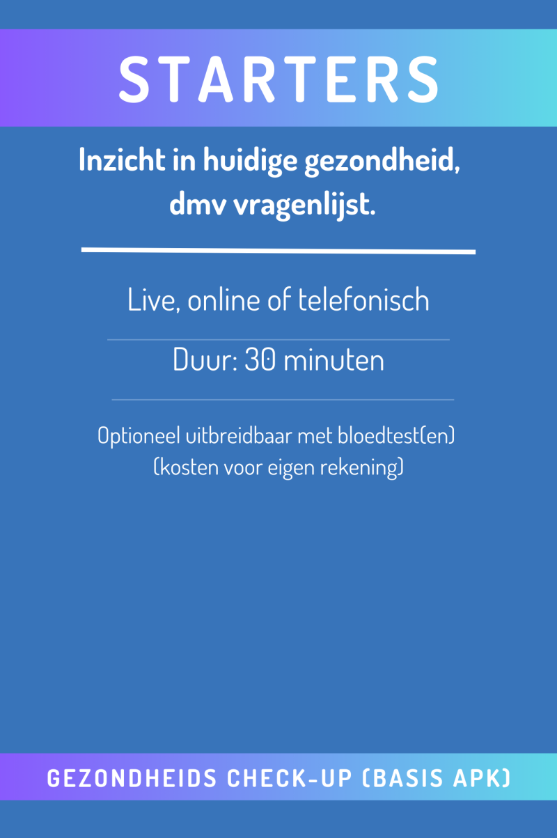 PNG bestand waarop het aanbod staat van de Gezondheids check-up. Krijg inzicht in je huidige gezondheid dmv vragenlijst. 