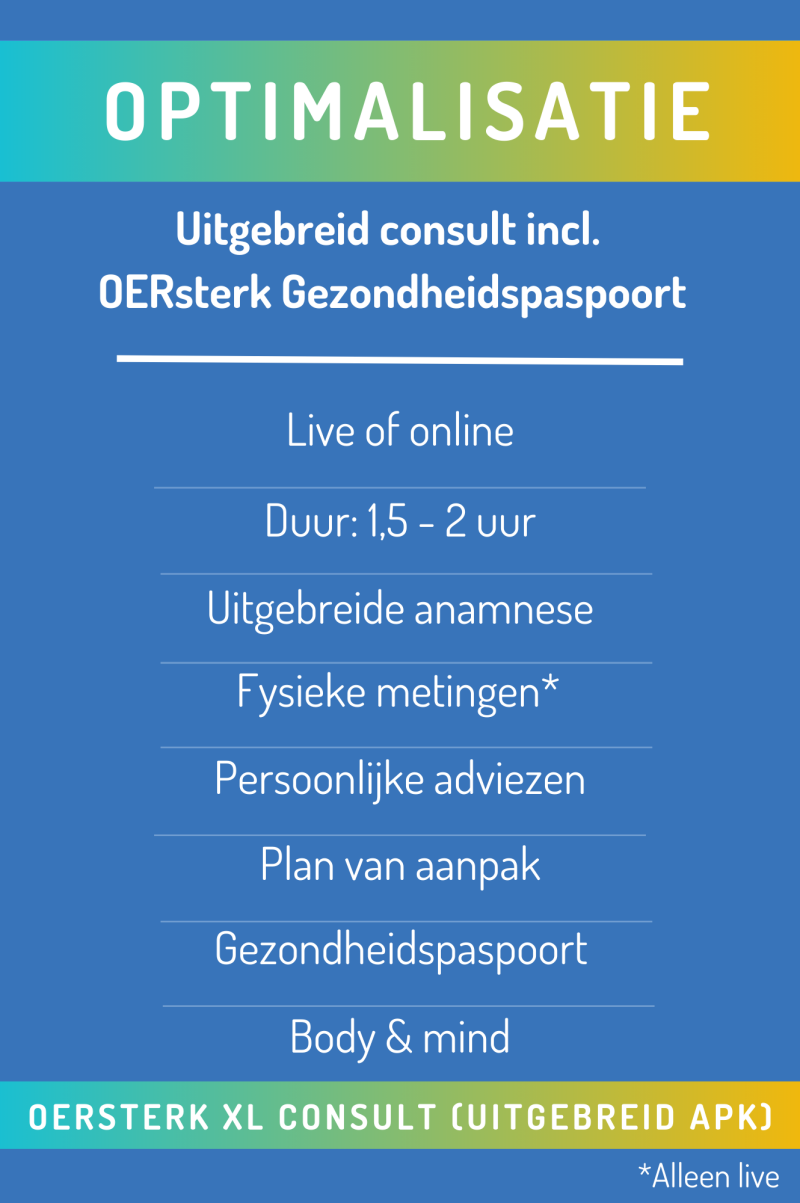 PNG met uitleg over OERsterk XL consult. Uitgebreid consult incl. OERsterk Gezondheidspaspoort