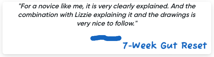 Review over de 7-Week Gut reset in het Engels "For a novice like me, it is very clearly explained. And the combination with Lizie explaining it and the drawings is very nice to follow."