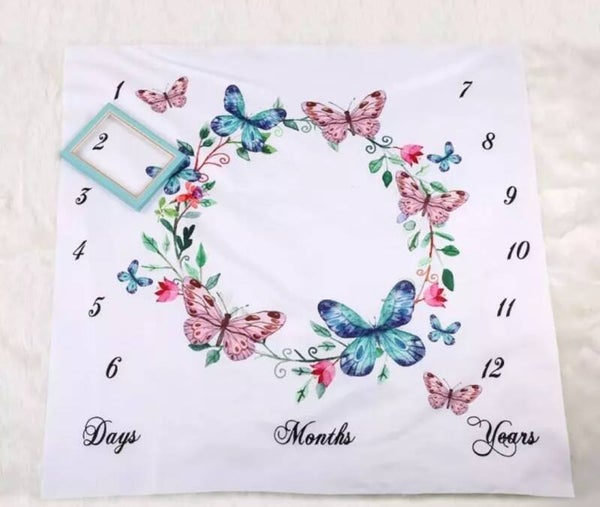 Baby mijlpaal fotodoek vlinders + gratis setje props