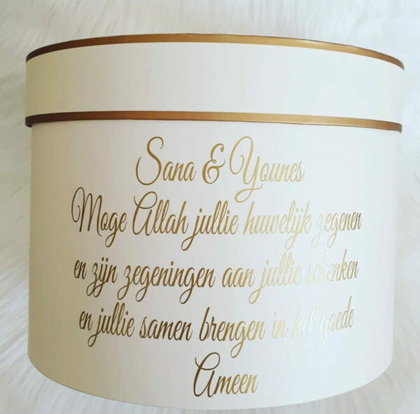 Wit/Goud Geschenkdoos Ø30cm