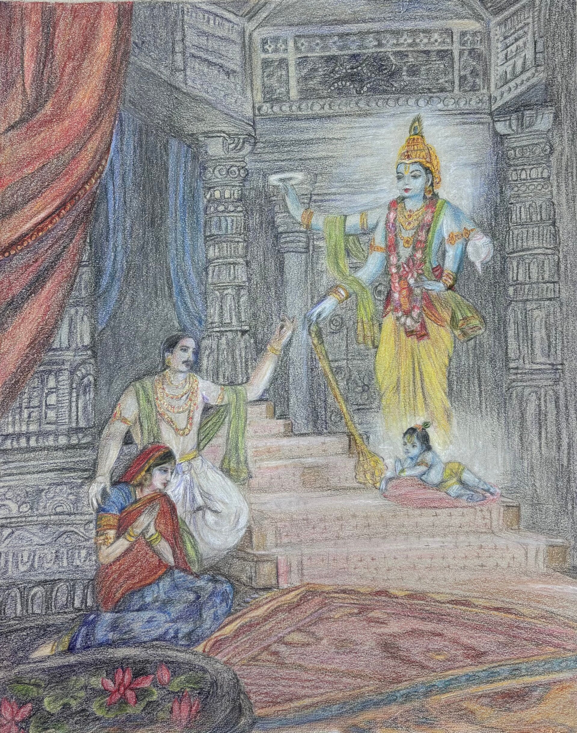 Arrival of little Krishna