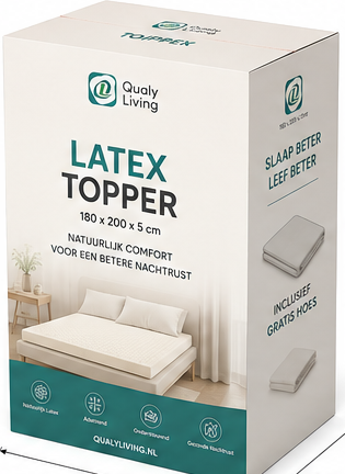 Verpakking van de QualyLiving Latex Topper