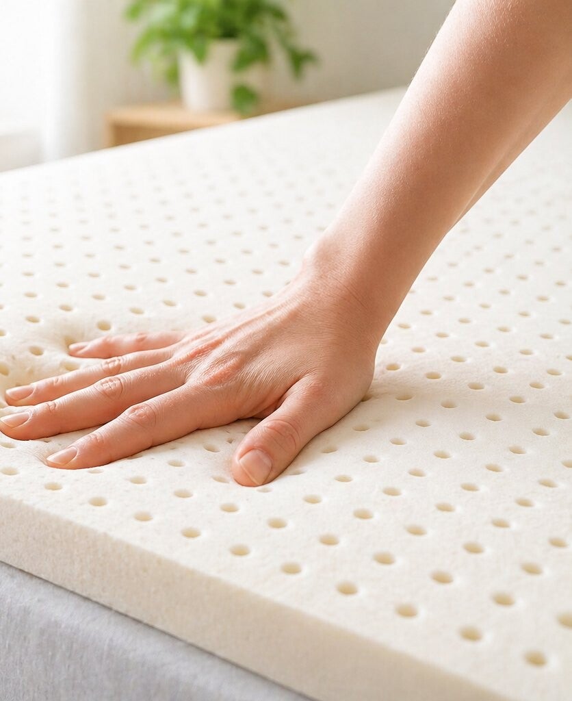 Hand drukt in de zachte latex topper