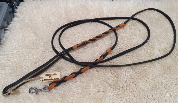 Leine 2,40m mit Handschlaufe schwarz/cognac