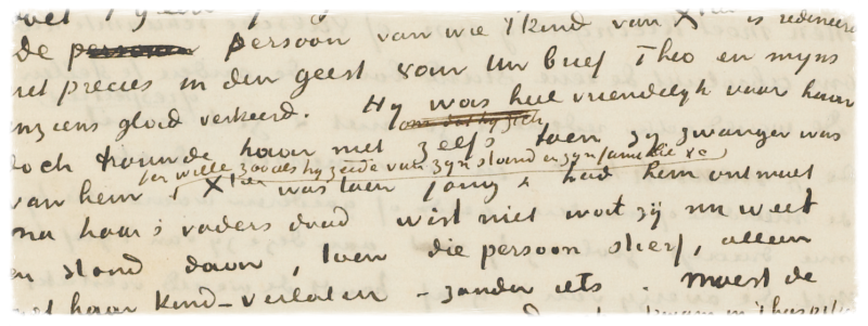 Stuk uit een brief van Vincent van Gogh over de vader van Maria, dochter van Sien Hoornik.