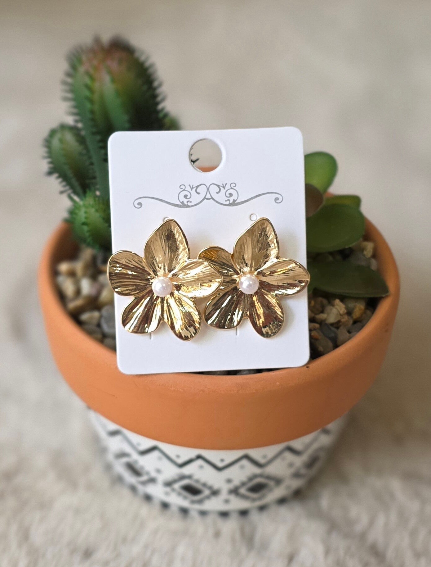 Boucles d'oreilles fleur doré