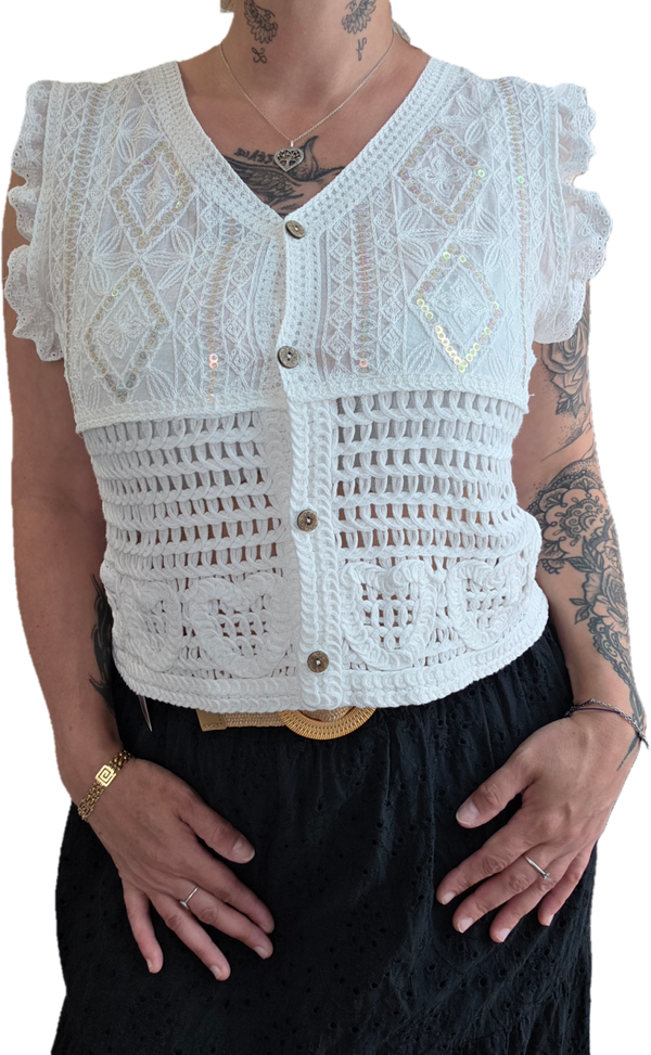Haut sequin manche courte Christina