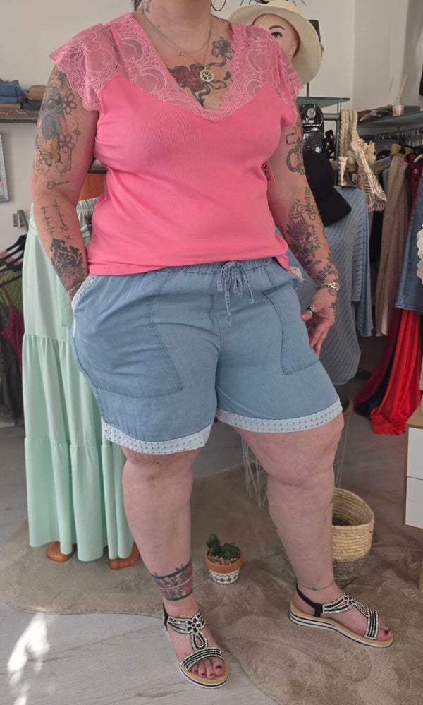 Short imitation jean grande taille