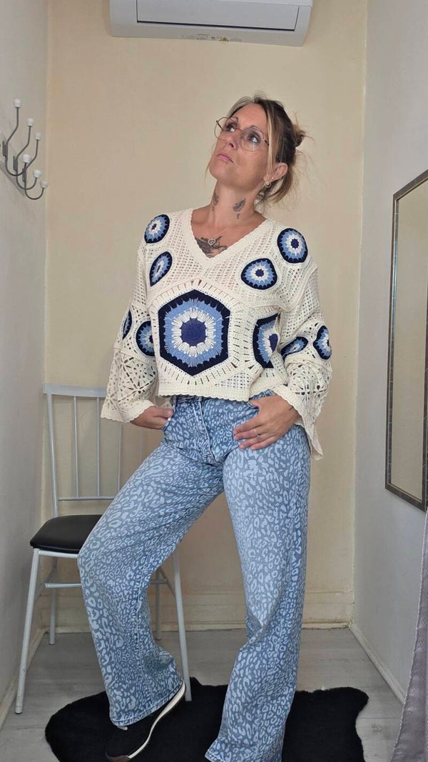 Jeans wid leg léopard