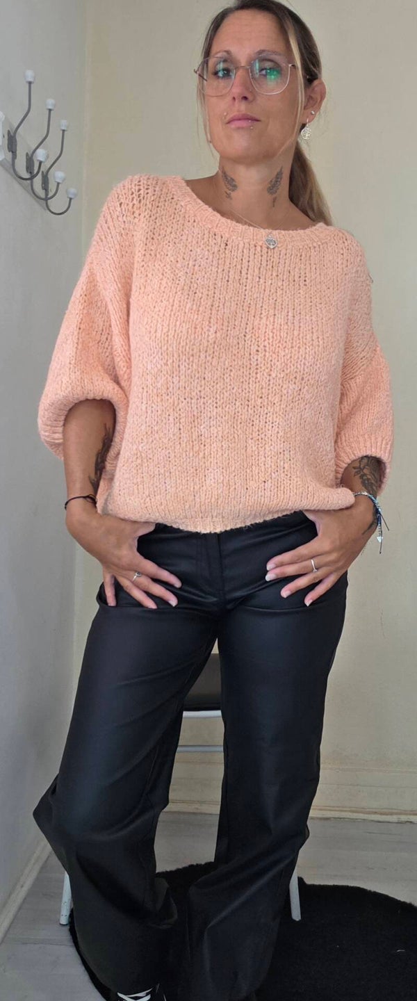 Pull doux grosse maille - manches 3/4