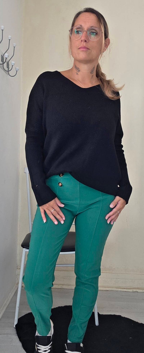 Pantalon taille élastique et coupe ajustée
