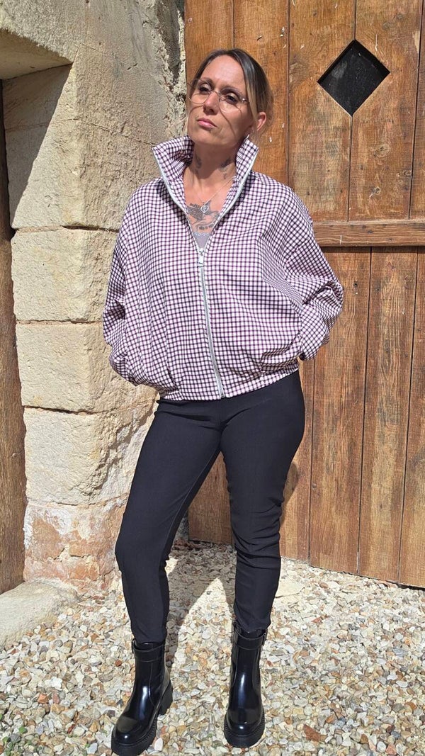 Veste bomber à carreaux