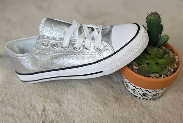 Baskets tendance argenté