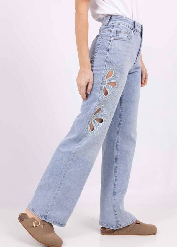 Jeans droit strass