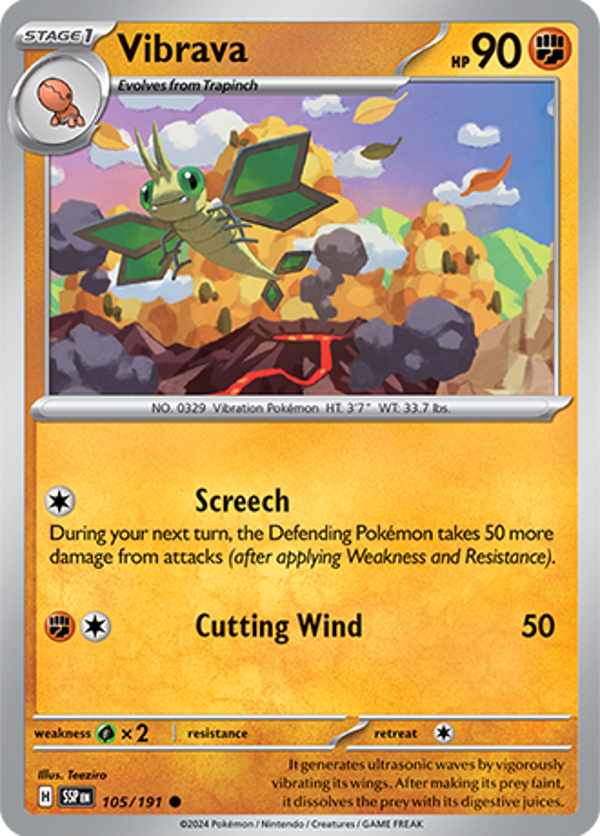 Vibrava Reverse Holofoil (105/191) [Scarlet & Violet: Surging Sparks]
