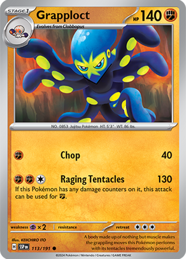 Grapploct Reverse Holofoil (113/191) [Scarlet & Violet: Surging Sparks]
