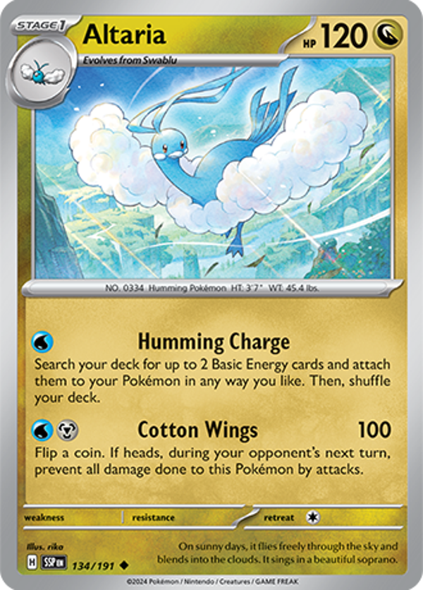 Altaria Reverse Holofoil (134/191) [Scarlet & Violet: Surging Sparks]