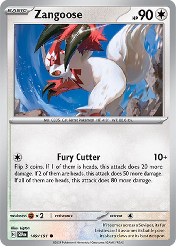 Zangoose Reverse Holofoil (149/191) [Scarlet & Violet: Surging Sparks]