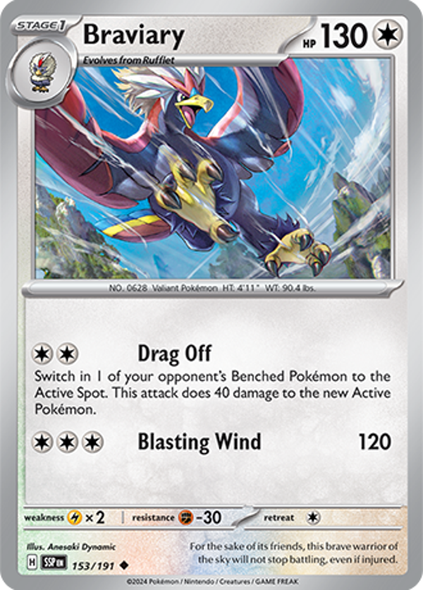 Braviary Reverse Holofoil (153/191) [Scarlet & Violet: Surging Sparks]