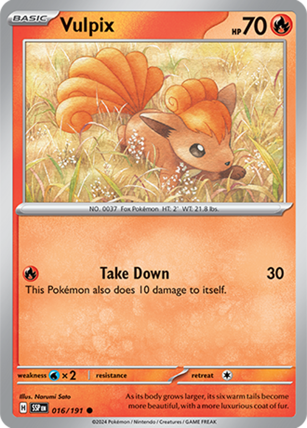 Vulpix Reverse Holofoil (016/191) [Scarlet & Violet: Surging Sparks]