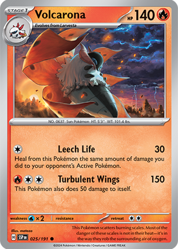 Volcarona Reverse Holofoil (025/191) [Scarlet & Violet: Surging Sparks]