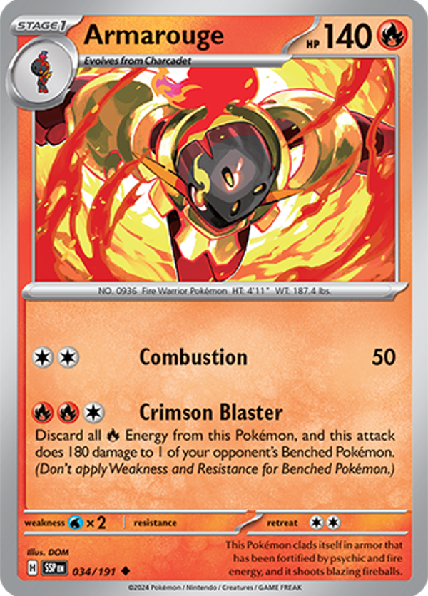 Armarouge Reverse Holofoil (034/191) [Scarlet & Violet: Surging Sparks]