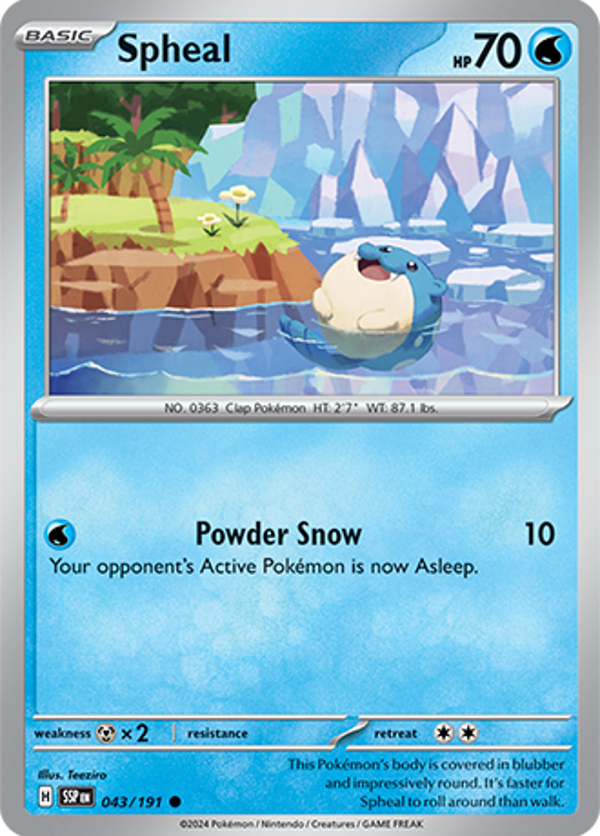 Spheal Reverse Holofoil (043/191) [Scarlet & Violet: Surging Sparks]