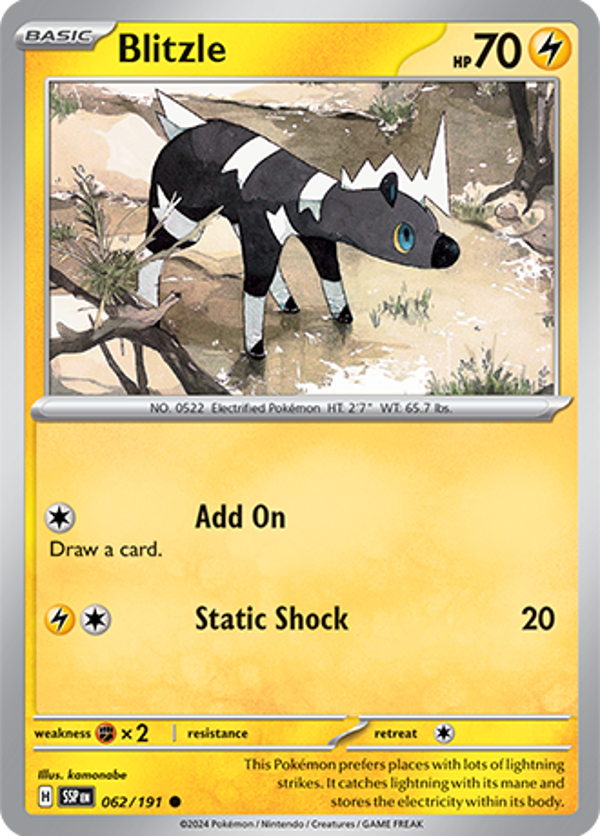 Blitzle Reverse Holofoil (062/191) [Scarlet & Violet: Surging Sparks]