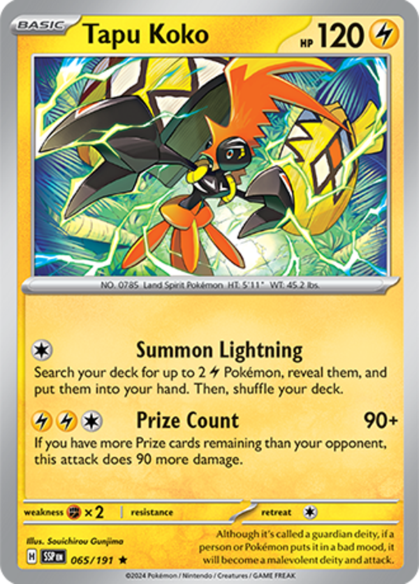 Tapu koko Reverse Holofoil (065/191) [Scarlet & Violet: Surging Sparks]