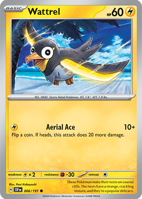 Wattrel Reverse Holofoil (066/191) [Scarlet & Violet: Surging Sparks]